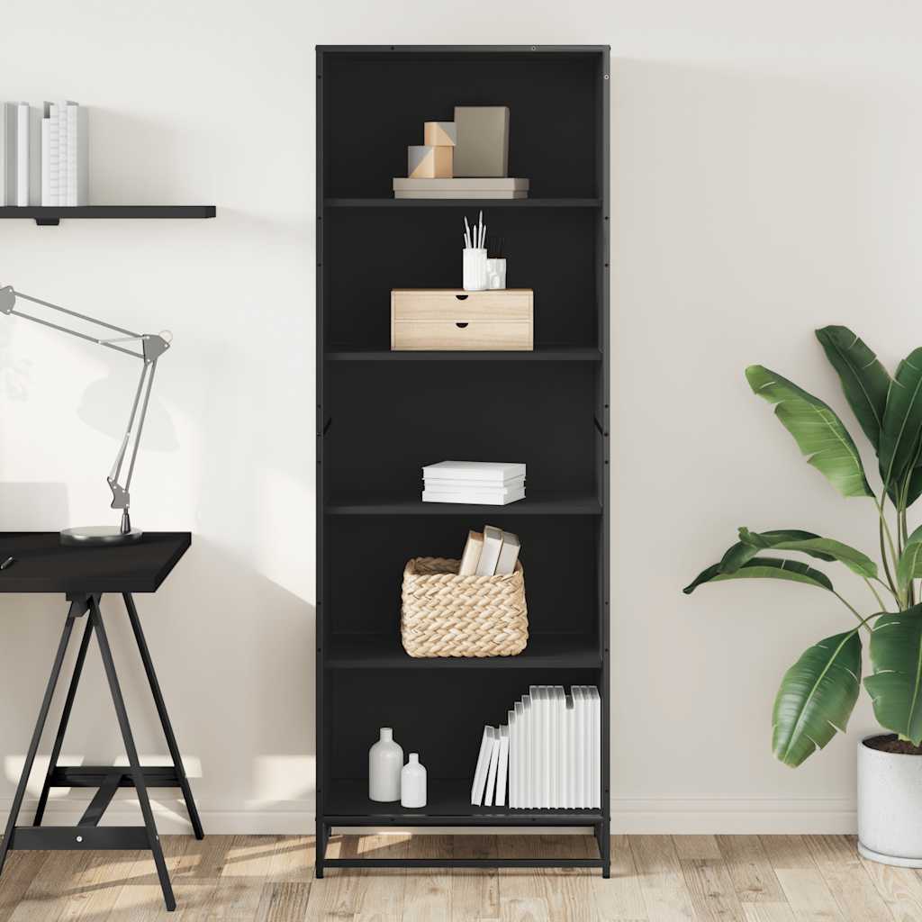 Libreria Nera 60x35x170,5 cm in Truciolato