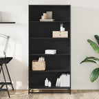 Libreria Nera 80,5x35x170,5 cm in Truciolato