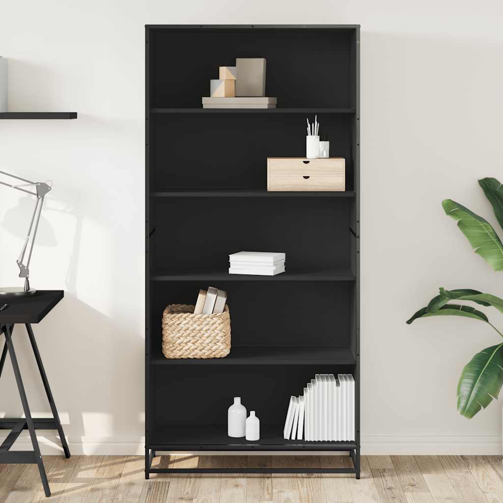Libreria Nera 80,5x35x170,5 cm in Truciolato