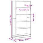 Libreria Nera 80,5x35x170,5 cm in Truciolato