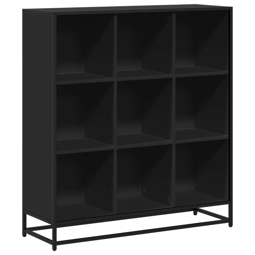 Libreria Nera 97,5x33x107,5 cm in Truciolato e Metallo