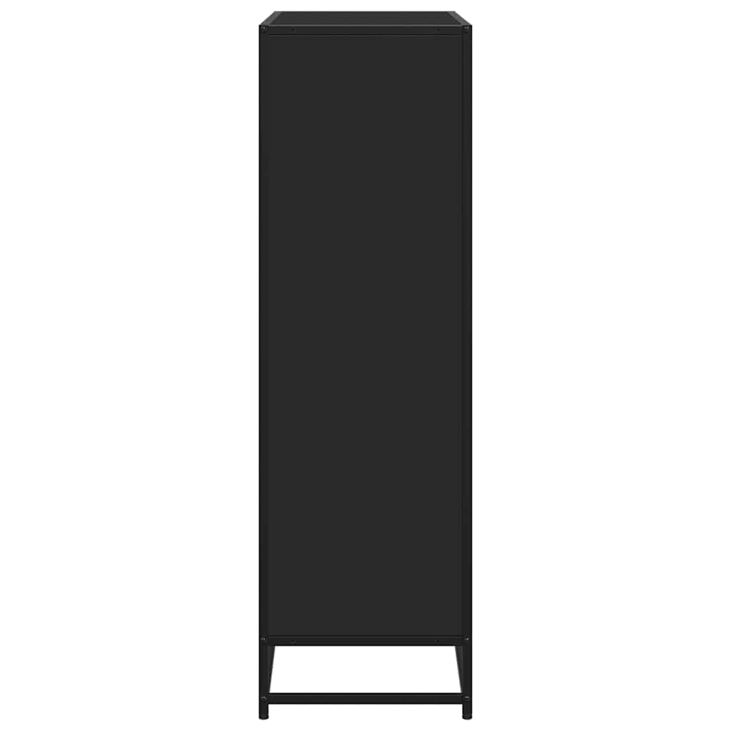 Libreria Nera 97,5x33x107,5 cm in Truciolato e Metallo