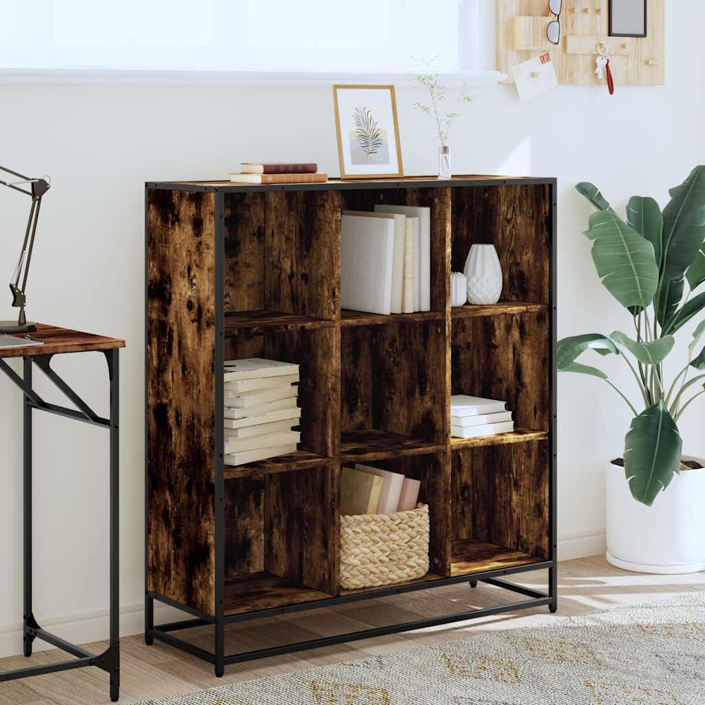Libreria Rovere Fumo 97,5x33x107,5 cm Legno Multistrato&Metallo