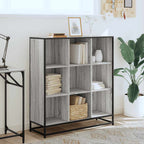 Libreria Grigio Sonoma 97,5x33x107,5 cm Multistrato e Metallo
