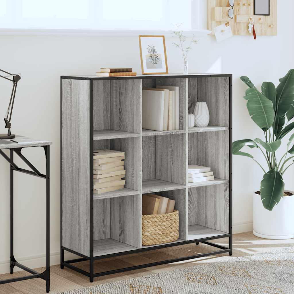 Libreria Grigio Sonoma 97,5x33x107,5 cm Multistrato e Metallo