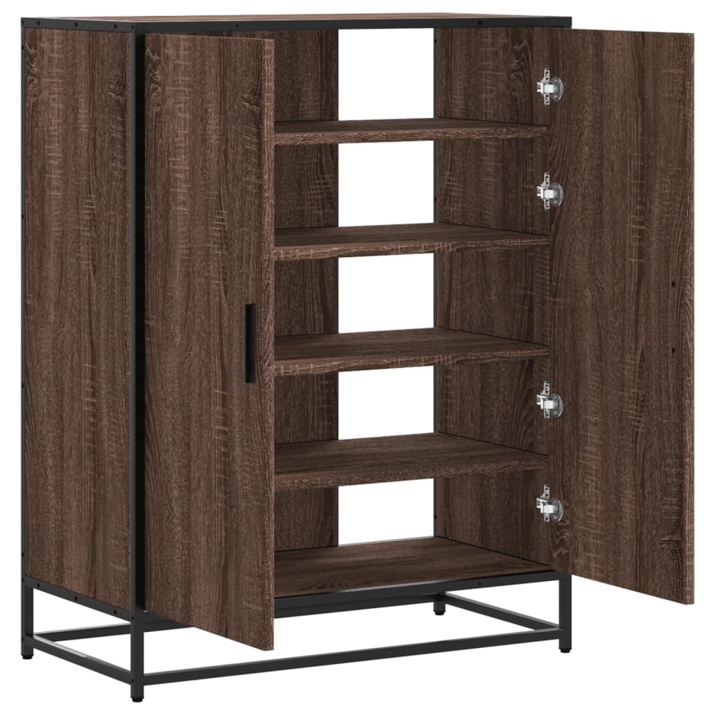 Scarpiera Rovere Marrone 75x38x97,5cm Legno Multistrato Metallo