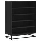 Scarpiera Nera 75x38x97,5 cm in Truciolato e Metallo