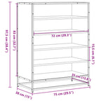 Scarpiera Nera 75x38x97,5 cm in Truciolato e Metallo