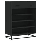Scarpiera Nera 75x38x97,5 cm in Truciolato e Metallo