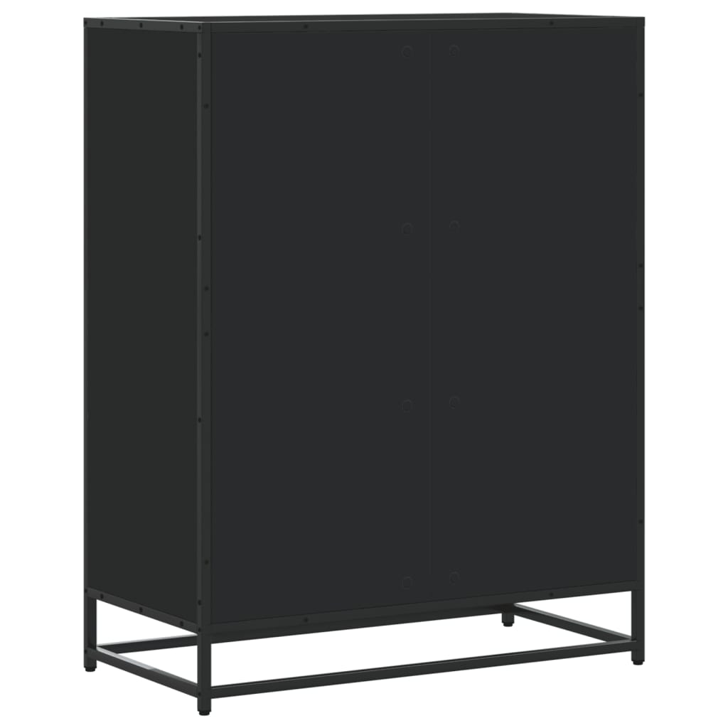 Scarpiera Nera 75x38x97,5 cm in Truciolato e Metallo