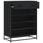 Scarpiera Nera 75x38x97,5 cm in Truciolato e Metallo