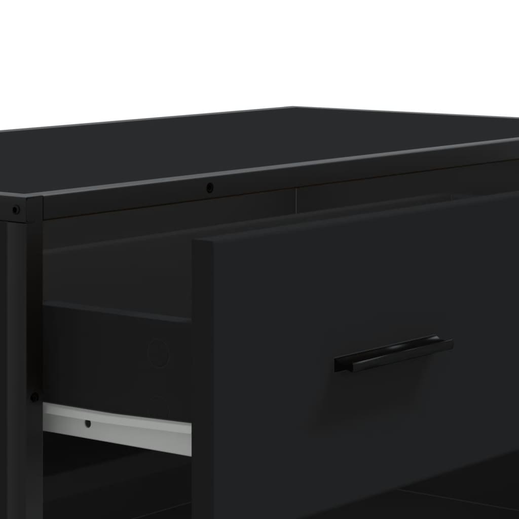 Scarpiera Nera 75x38x97,5 cm in Truciolato e Metallo