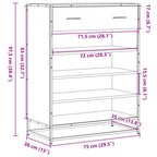 Scarpiera Nera 75x38x97,5 cm in Truciolato e Metallo