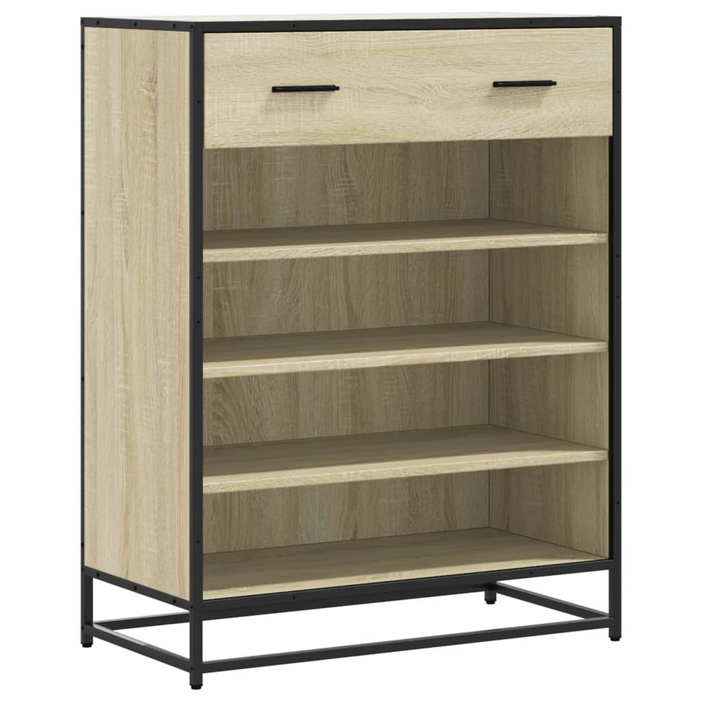 Scarpiera Rovere Sonoma 75x38x97,5 cm Legno Multistrato Metallo