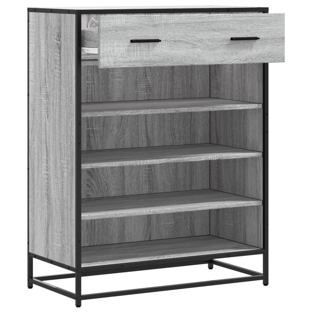 Scarpiera Grigio Sonoma 75x38x97,5 cm Legno Multistrato Metallo