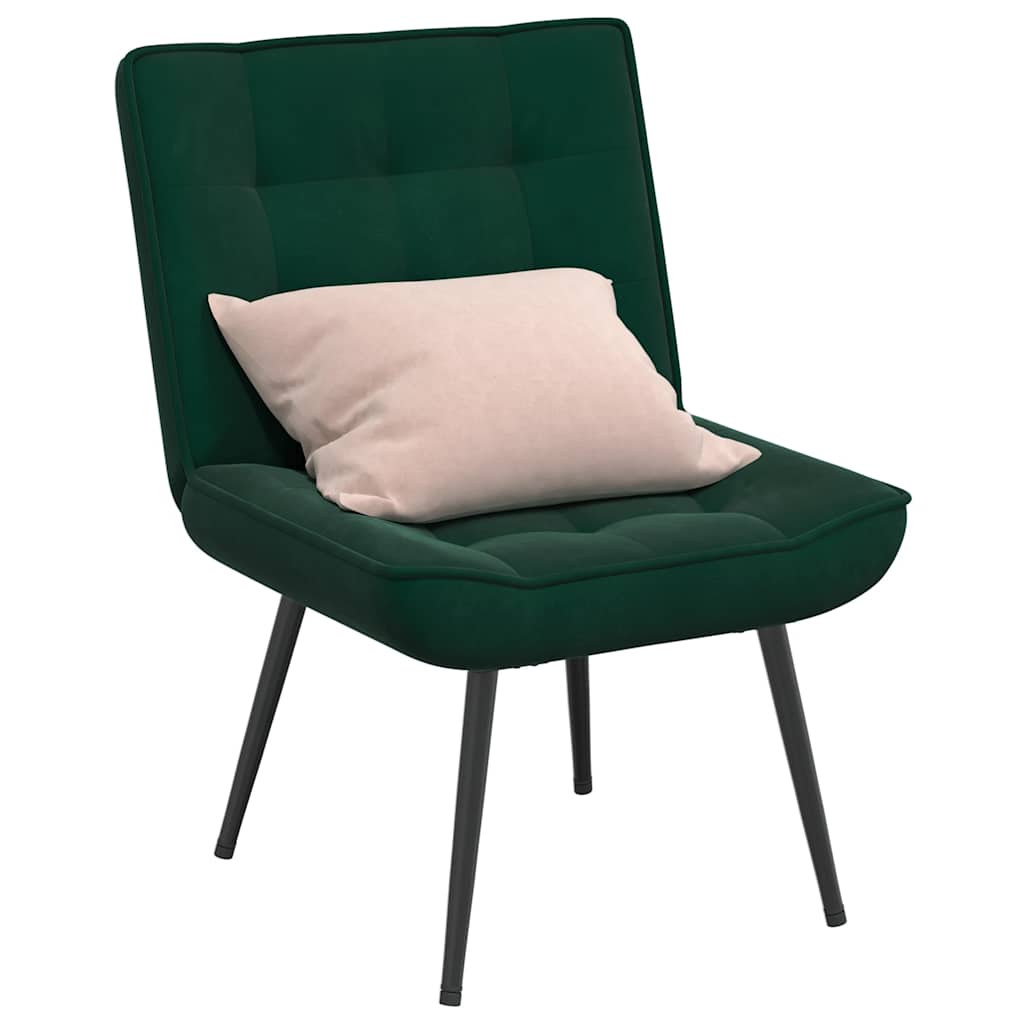 Sedia Relax 64x74x84 cm Verde Scuro in Velluto