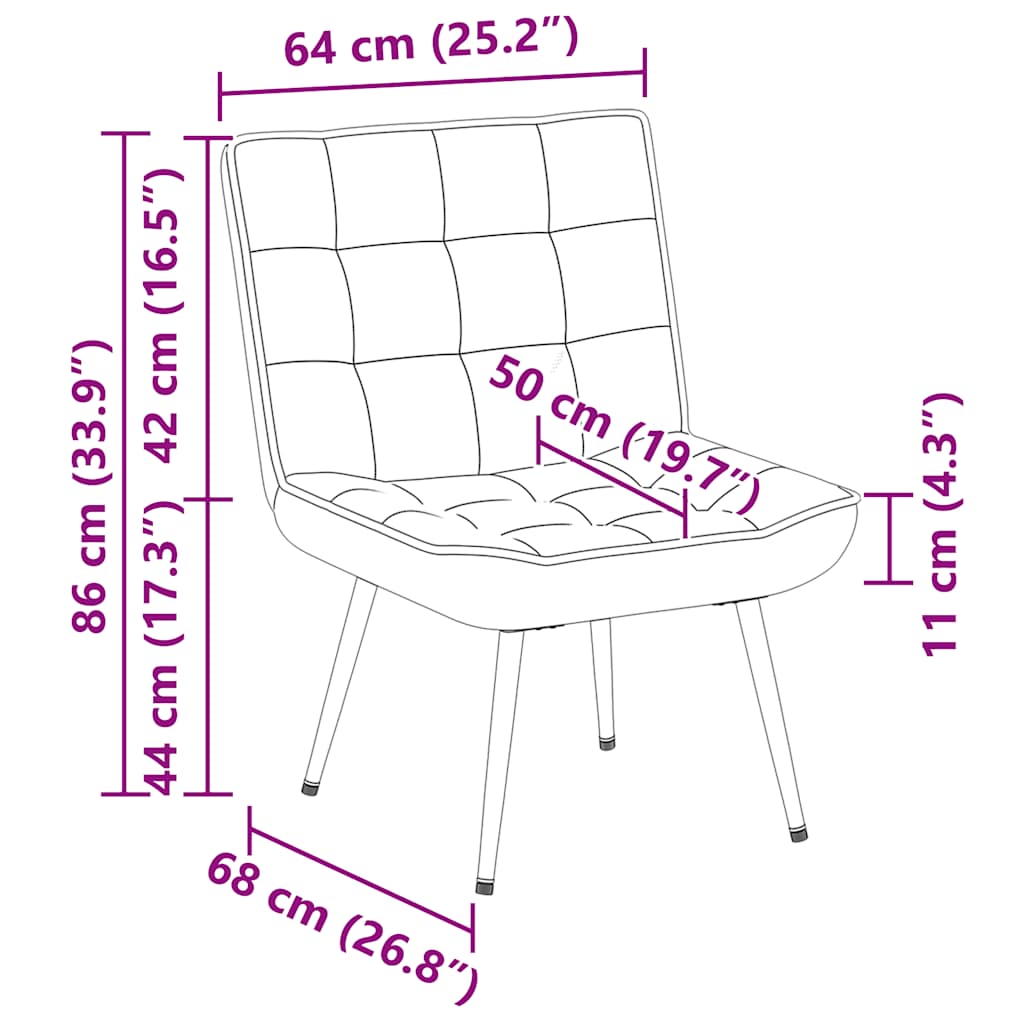 Poltrona Relax 64x74x84 cm Crema in Velluto