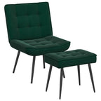Poltrona Relax con Poggiapiedi Verde Scuro in Velluto