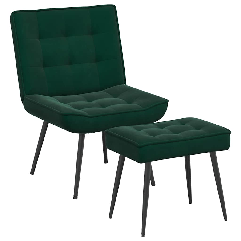 Poltrona Relax con Poggiapiedi Verde Scuro in Velluto