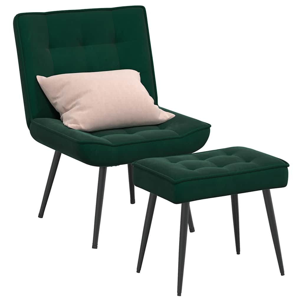 Poltrona Relax con Poggiapiedi Verde Scuro in Velluto
