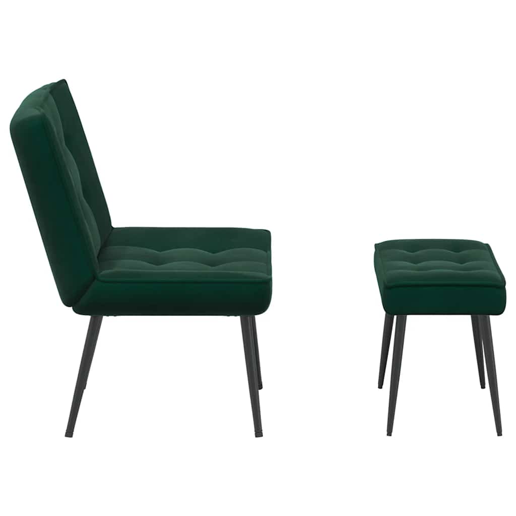 Poltrona Relax con Poggiapiedi Verde Scuro in Velluto