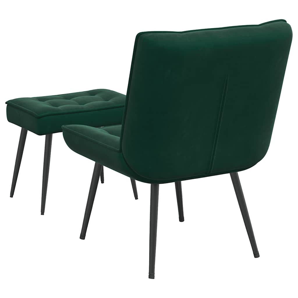 Poltrona Relax con Poggiapiedi Verde Scuro in Velluto