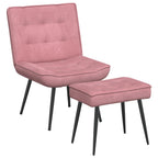 Poltrona Relax con Poggiapiedi Rosa in Velluto