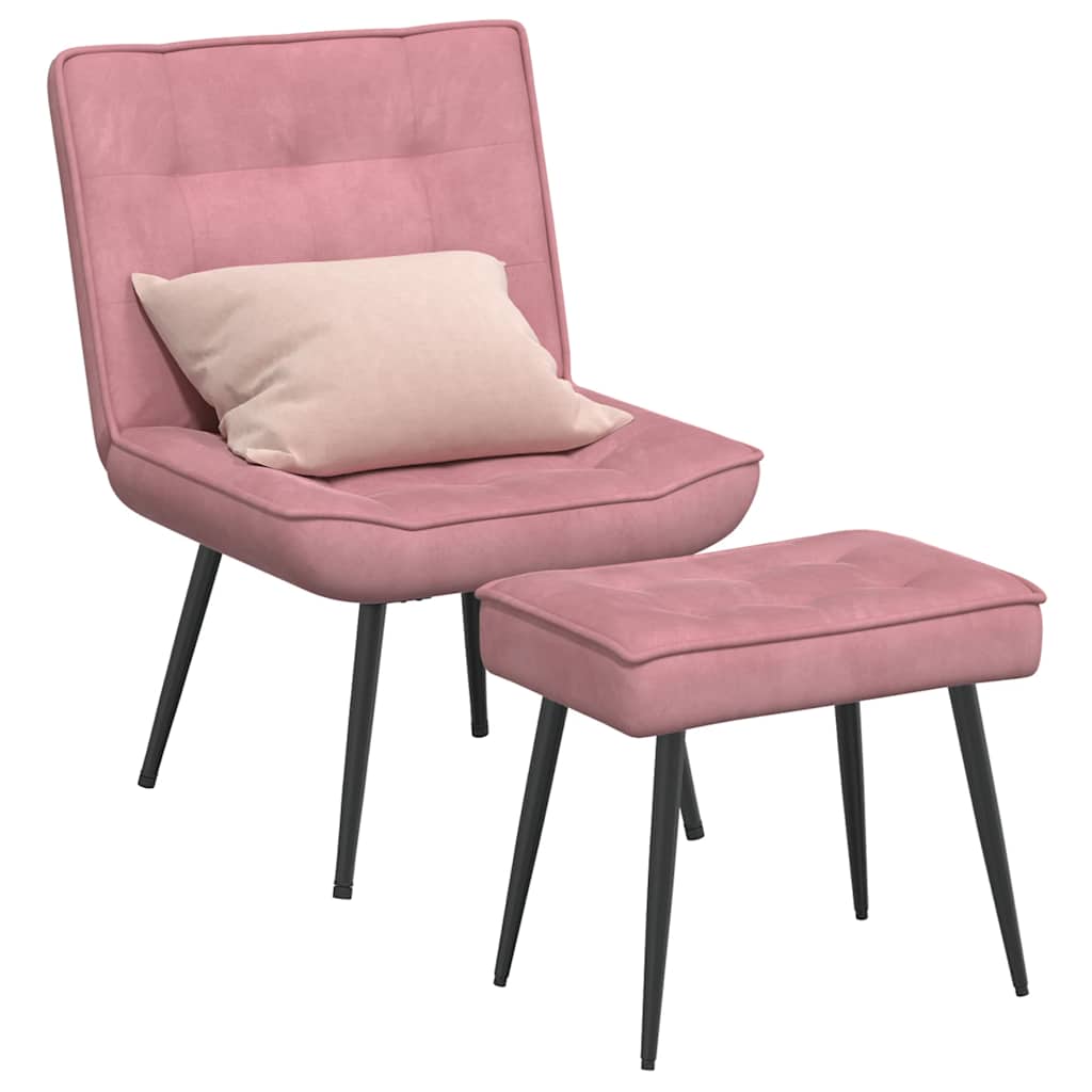 Poltrona Relax con Poggiapiedi Rosa in Velluto