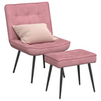 Poltrona Relax con Poggiapiedi Rosa in Velluto