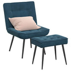 Poltrona Relax con Poggiapiedi Blu in Velluto