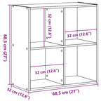 Libreria Nera 68,5x32x68,5 cm in Legno Multistrato