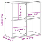 Libreria Grigio Cemento 68,5x32x68,5 cm in Legno Multistrato