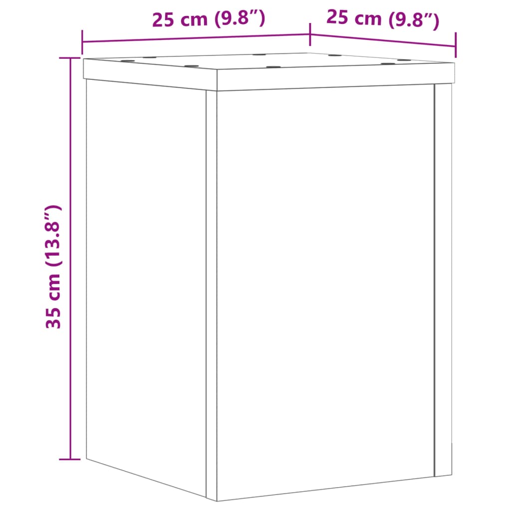 Supporti per Piante 2 pz Rovere 25x25x35 cm Legno Multistrato