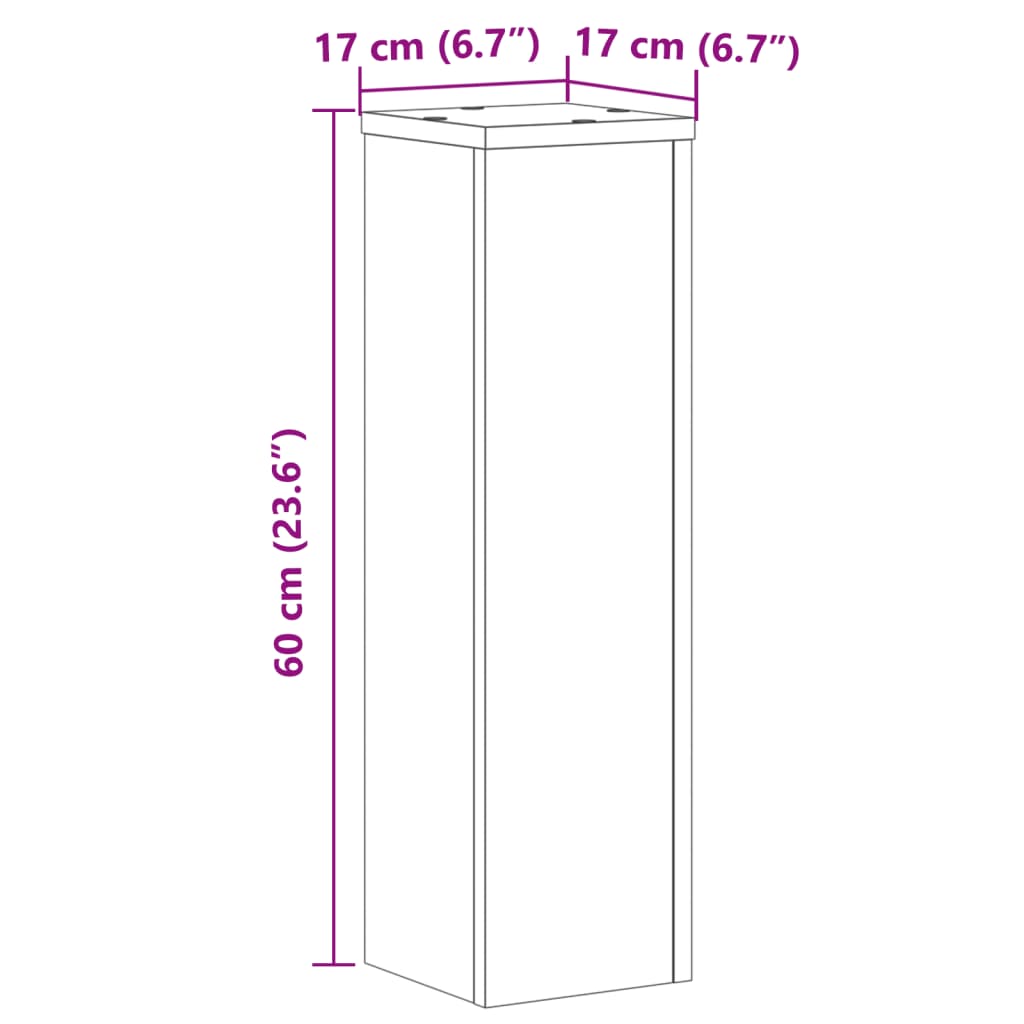 Supporti per Piante 2 pz Rovere 17x17x60 cm in Multistrato