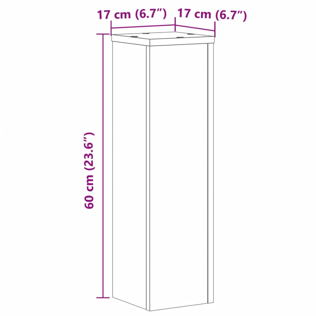 Supporti per Piante 2 pz Grigio 17x17x60 cm in Multistrato