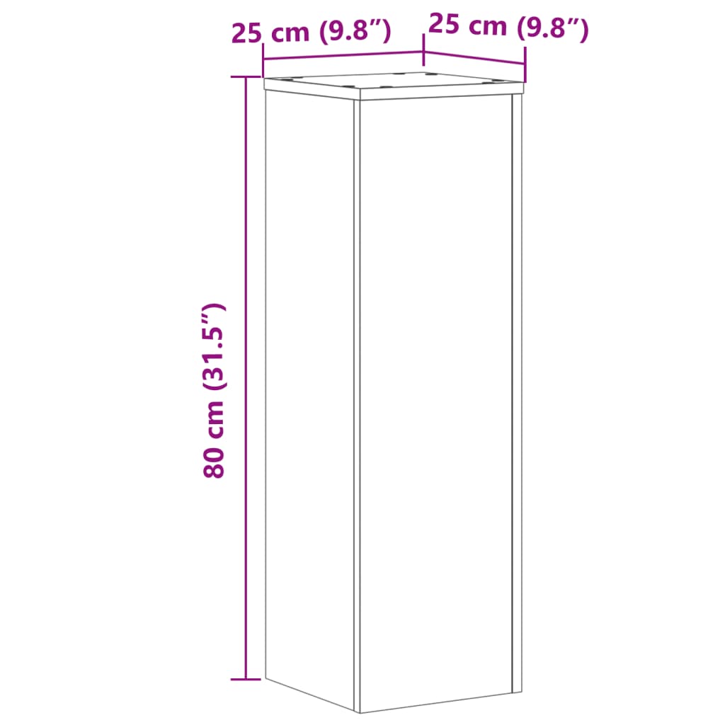 Supporti per Piante 2 pz Rovere 25x25x80 cm in Multistrato