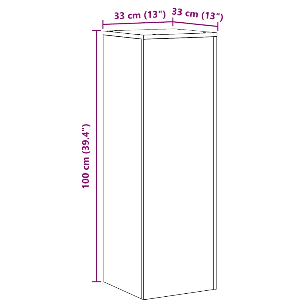 Supporto per Piante Rovere Artigianale 33x33x100 cm Truciolato
