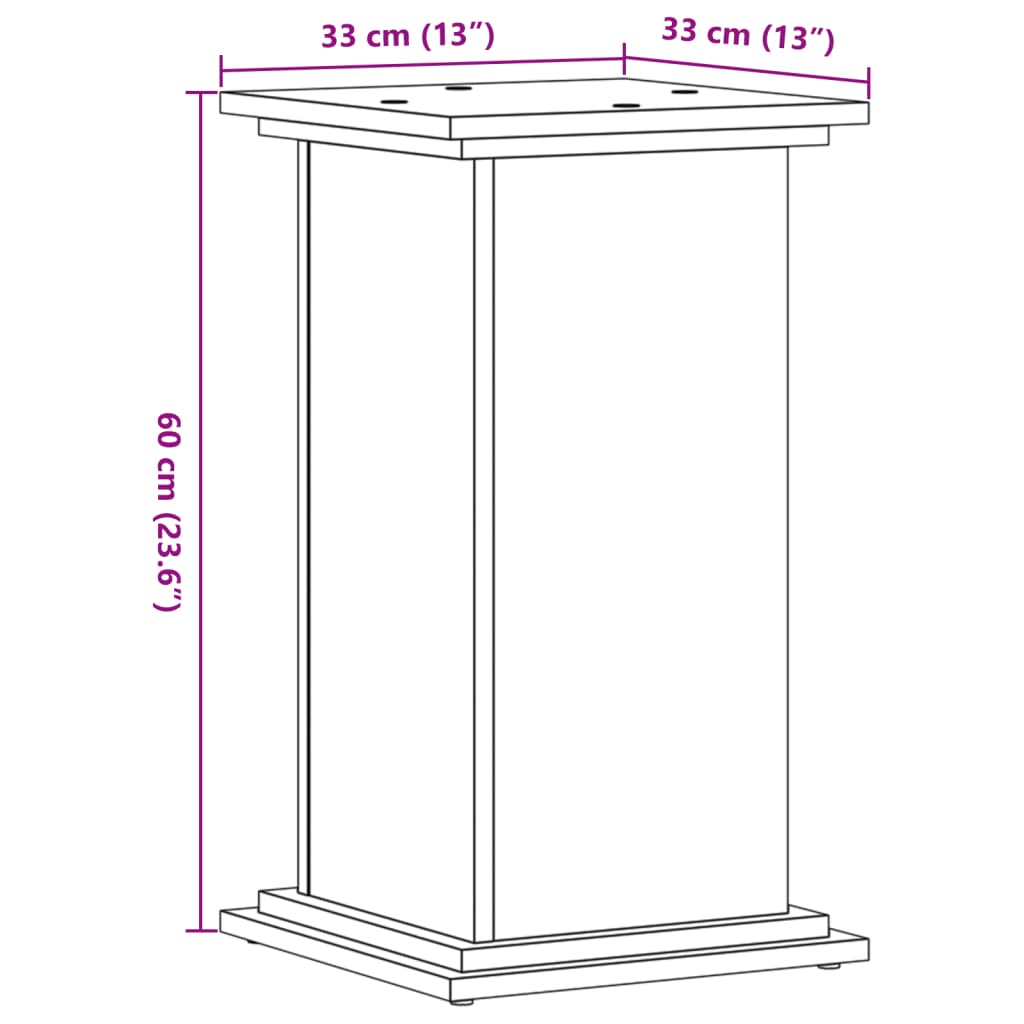 Supporto per Piante Legno Vecchio 33x33x60 cm Legno Multistrato