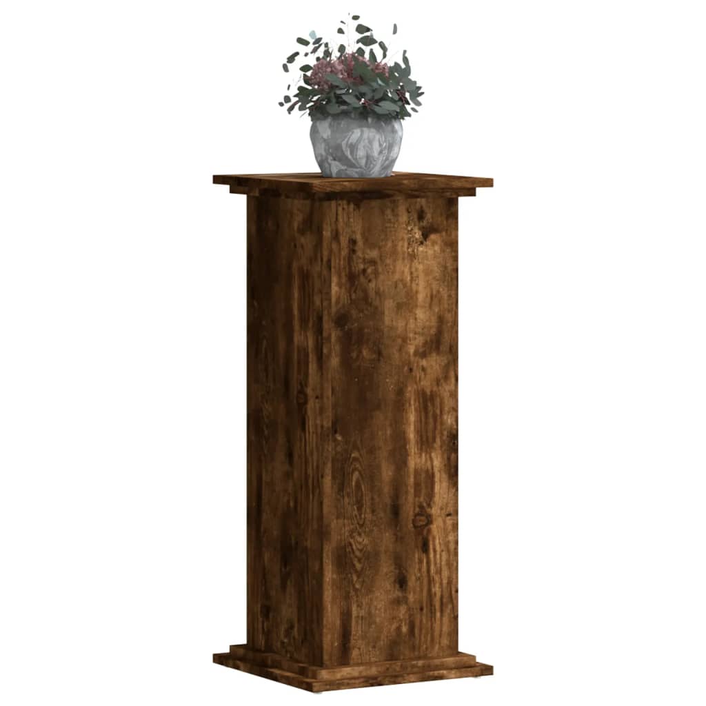 Supporto per Piante Rovere Fumo 33x33x80 cm Legno Multistrato