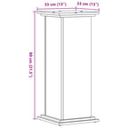 Supporto per Piante Rovere Fumo 33x33x80 cm Legno Multistrato
