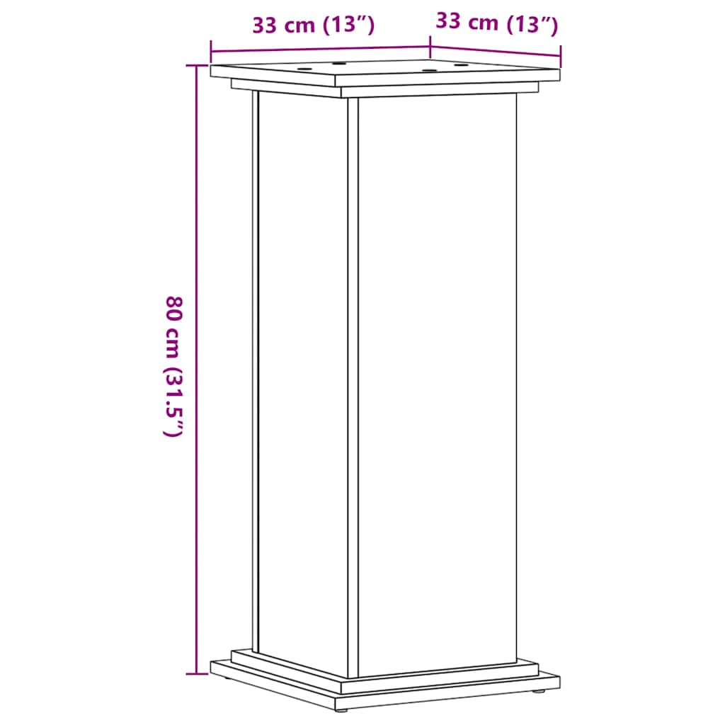 Supporto per Piante Grigio Sonoma 33x33x80 cm Legno Multistrato
