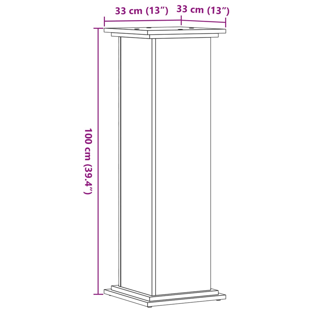 Supporto per Piante Rovere Fumo 33x33x100 cm in Truciolato