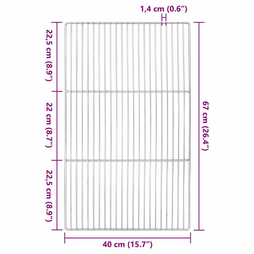 Griglia Argento 67 x 40 cm Acciaio inossidabile