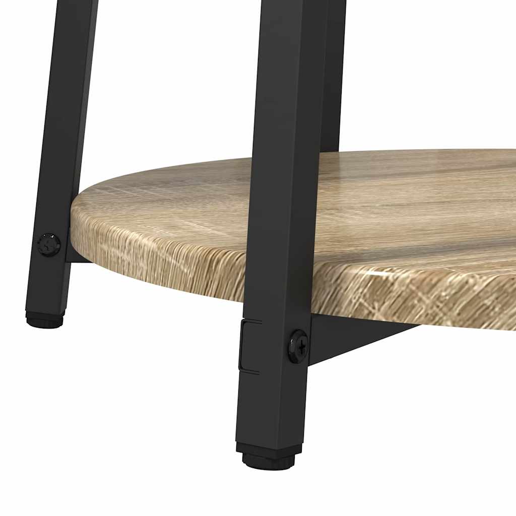 Set tavolini con lo scaffale 2 pcs Rovere Sonoma e Nero