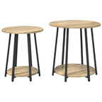 Set tavolini con lo scaffale 2 pcs Rovere Sonoma e Nero