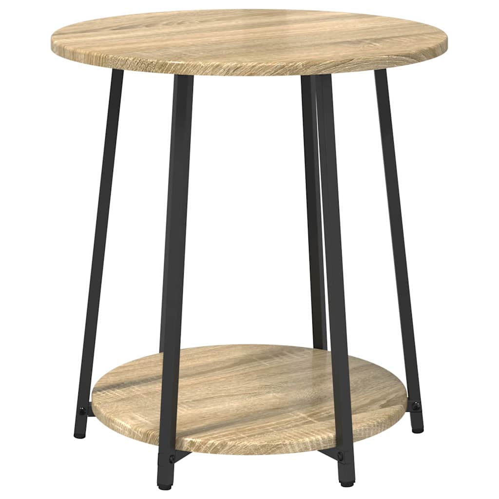 Set tavolini con lo scaffale 2 pcs Rovere Sonoma e Nero