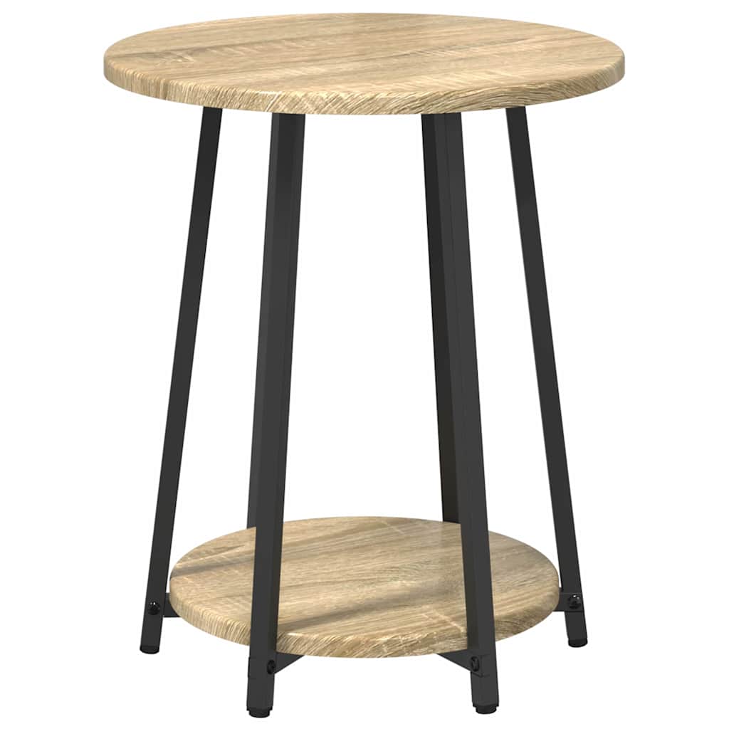 Set tavolini con lo scaffale 2 pcs Rovere Sonoma e Nero