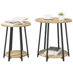 Set tavolini con lo scaffale 2 pcs Rovere Sonoma e Nero