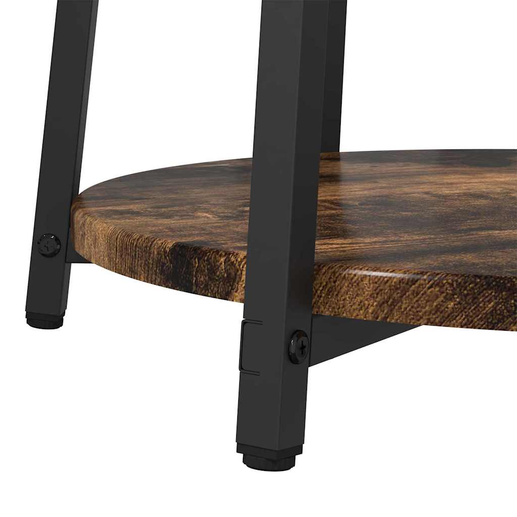 Set tavolini con lo scaffale 2 pcs Rovere Affumicato e Nero