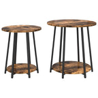 Set tavolini con lo scaffale 2 pcs Rovere Affumicato e Nero